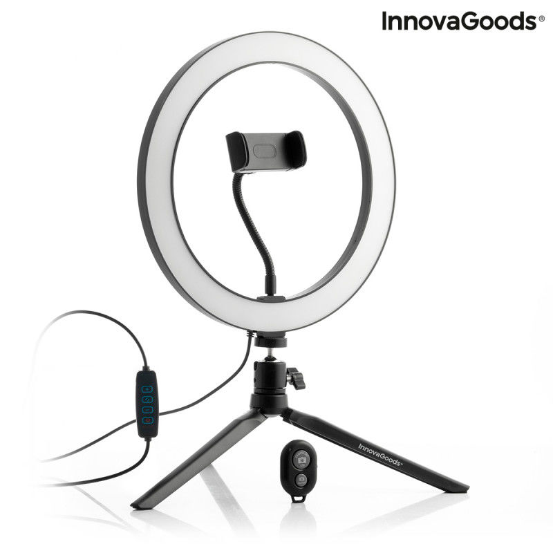 Selfie Ring Light Anneau de Lumière avec Triepied et Télécommande Youaro InnovaGoods Accessories for mobile phones and tablets