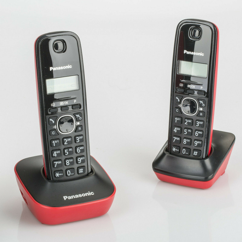 Schnurloses Telefon Panasonic KX-TG1612 Duo Rot (Refurbished A+) Festnetz- und IP-Telefone