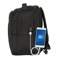 Schwarzer Safta Business Rucksack mit USB-Anschluss für Laptop und Tablet (31x45x23cm) Safta