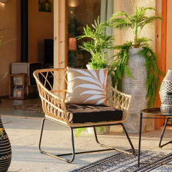 Chaise de jardin DKD Home Decor Métal Rotin (76 x 58 x 80 cm) Outside Furniture