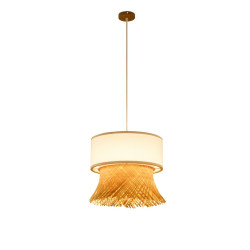 Suspension DKD Home Decor Polyester Bambou (40 x 40 x 39 cm)  Lampes