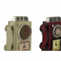 Horloge de table DKD Home Decor RE-186351 14 x 6 x 29 cm Rouge Beige Métal Vintage (2 Unités) Wanduhren und Standuhren