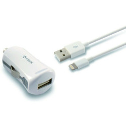 Chargeur USB pour Voiture + Câble Lightning MFi KSIX Apple-compatible 2.4 A  Chargeurs USB pour voiture