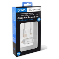 Chargeur USB pour Voiture + Câble Lightning MFi KSIX Apple-compatible 2.4 A Kfz-USB-Ladegeräte