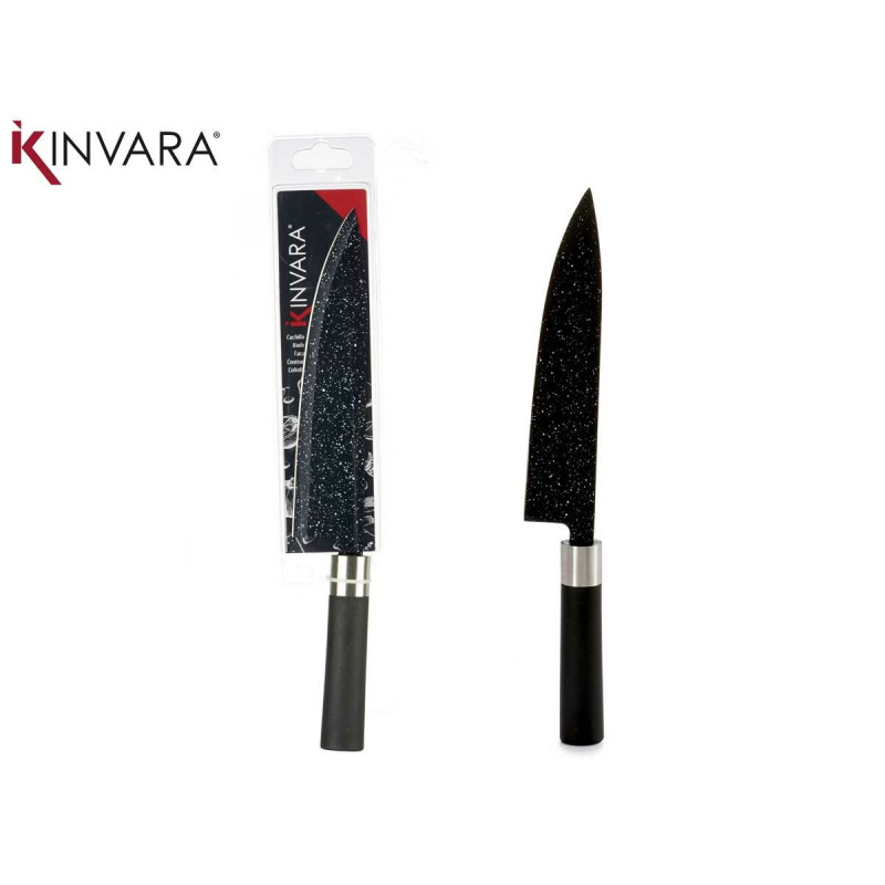 Couteau de cuisine Noir Acier inoxydable Plastique dur Kinvara