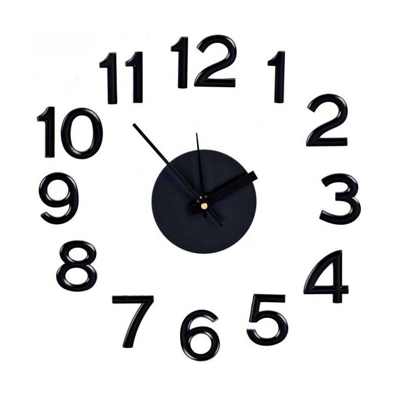 Horloge Murale Autocollant Noir ABS Feuille de Mousse (Ø 35 cm) Gift Decor