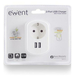 Prise Murale avec 2 Ports USB Ewent EW1211 3,1 A Ewent