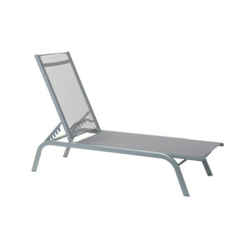 Chaise longue DKD Home Decor inclinable Gris foncé PVC Aluminium (191 x 58 x 98 cm) DKD Home Decor