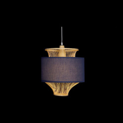 Suspension DKD Home Decor Noir Polyester Bambou 220 V 50 W (40 x 40 x 52 cm) Lampen