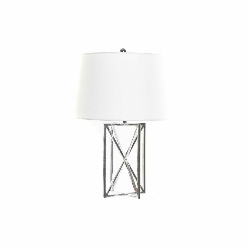 Lampe de bureau DKD Home Decor Blanc Argent Polyester Métal 220 V 50 W Lamps