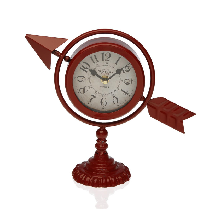 Horloge de table Versa Bordeaux Flèche pleine Métal (23 x 16 x 8 cm) Versa