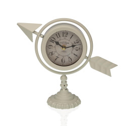 Horloge de table Versa Blanc Flèche pleine Métal (23 x 16 x 8 cm) Versa