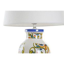Lampe de bureau DKD Home Decor Céramique Lin Blanc (34 x 34 x 67 cm)  Lampes