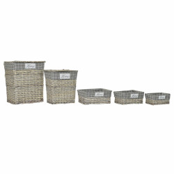 Set de basket DKD Home Decor Polyester osier Traditionnel (47 x 34 x 55 cm) (5 pcs) Item Organizers