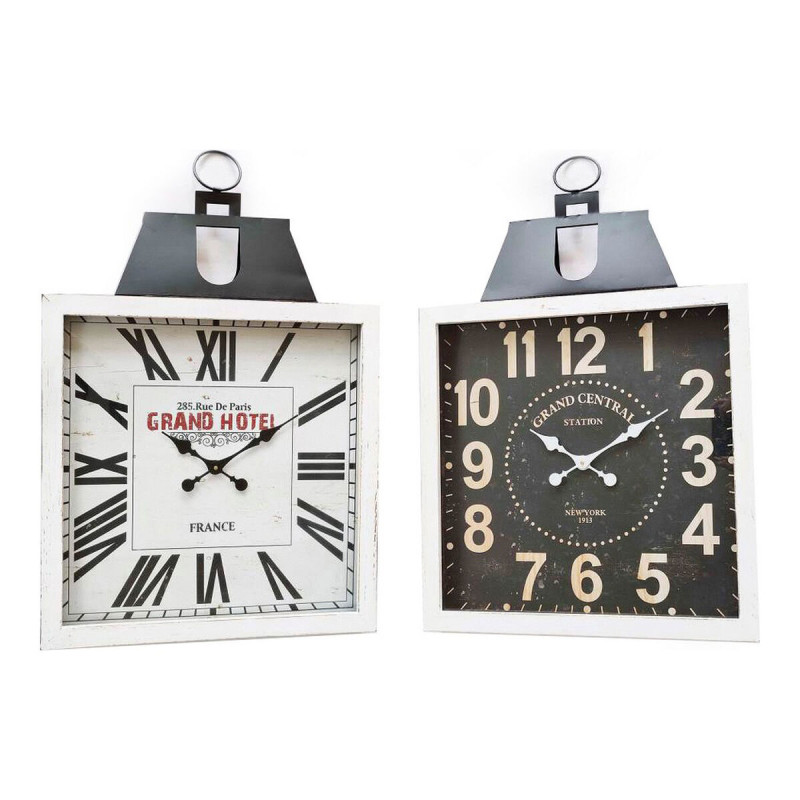 Horloge Murale DKD Home Decor 60 x 6 x 89 cm Verre Noir Blanc Fer Traditionnel Bois MDF (2 Unités) Wall and table clocks