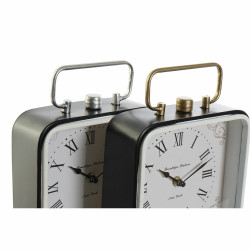 Horloge de table DKD Home Decor 19 x 7 x 27 cm Verre Noir Bleu Blanc Fer (2 Unités) Wanduhren und Standuhren