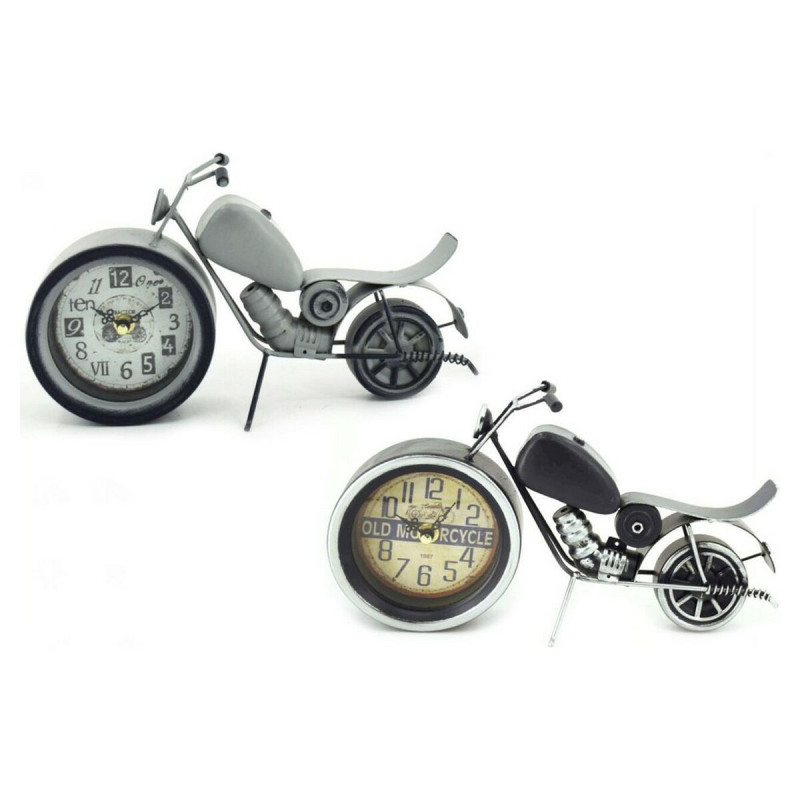 Horloge de table DKD Home Decor 29,5 x 7,5 x 17 cm Noir Gris Moto Fer Vintage (2 Unités) Wanduhren und Standuhren