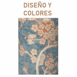 Lampe de bureau DKD Home Decor Porcelaine Bleu Orange Polyester Fleurs (35 x 35 x 57 cm) Lamps
