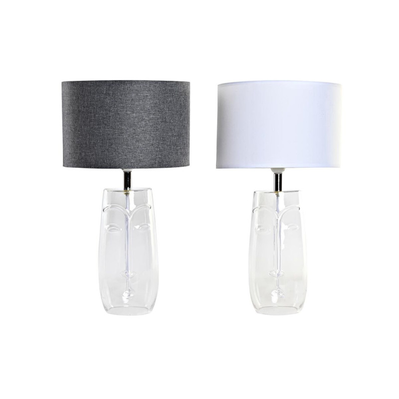 Lampe de bureau DKD Home Decor Verre Transparent Blanc Gris clair 30 x 30 x 54 cm (2 Unités) Lamps
