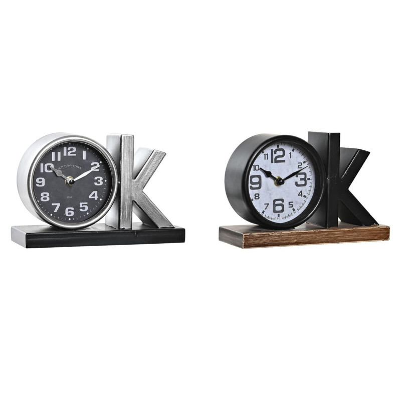 Orologio da Tavolo DKD Home Decor 23 x 8 x 15 cm Argentato Nero