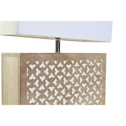 Lampe de bureau DKD Home Decor Marron Polyester Blanc Bois de manguier 50 W (33 x 12 x 41 cm)  Lampes