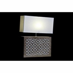 Lampe de bureau DKD Home Decor Marron Polyester Blanc Bois de manguier 50 W (33 x 12 x 41 cm)  Lampes