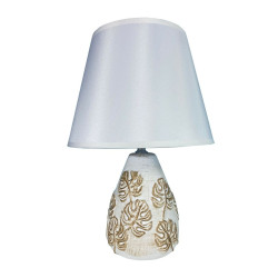 Beige Keramik Tischlampe mit Blomster-Design aus Textil - 24,5 x 37 x 12 cm  Lampes