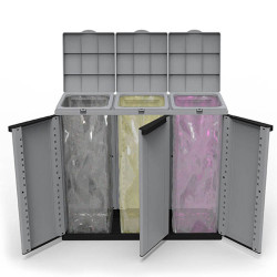 Poubelle recyclage Ecoline Noir/Gris 3 portes (102 x 39 x 88,7 cm) Andere Haushaltsprodukte