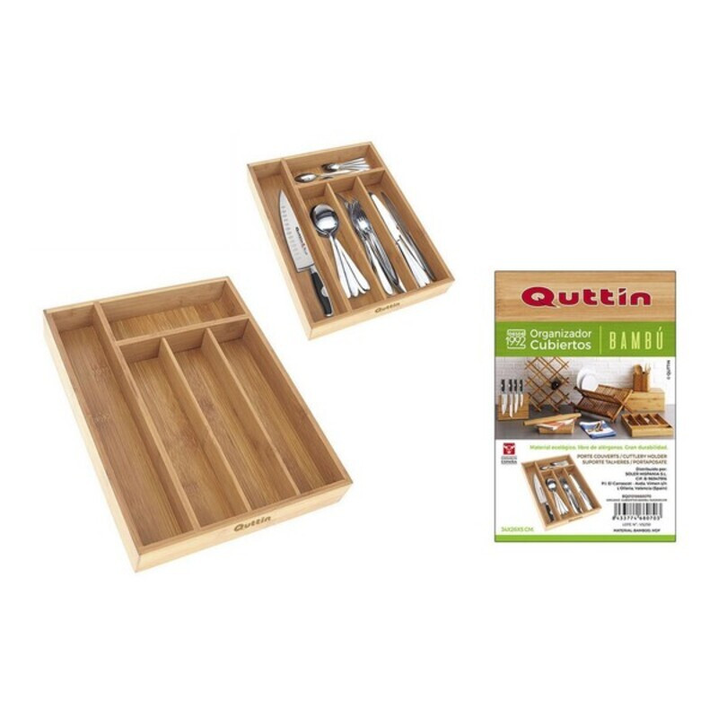 Cutlery Organiser Quttin Bambou (34 X 26 x 4 cm) Weiteres Zubehör und Kochgeschirr
