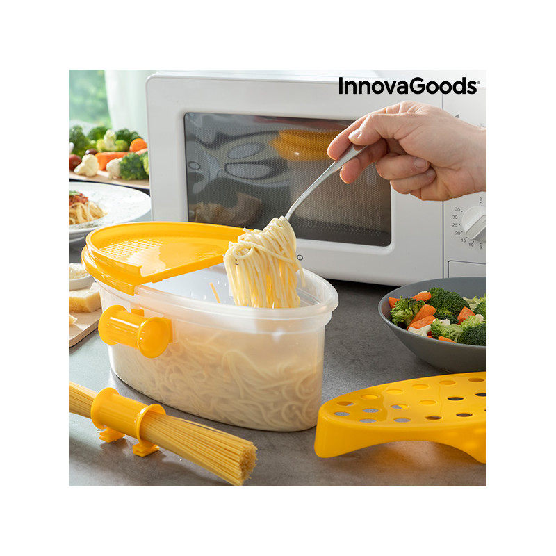 Cuiseur de Pâtes 4 en 1 pour Micro-ondes avec Accessoires et Recettes Pastrainest InnovaGoods InnovaGoods