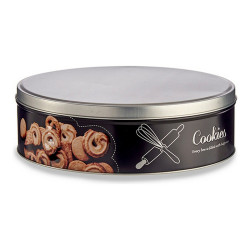 Boîte en métal Cookies Argenté Noir Métal Acrylique (22,5 x 7 x 22,5 cm) BigBuy Home