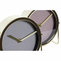 Horloge de table DKD Home Decor Doré 18 x 6,5 x 16 cm Scandi Verre Beige Rose Fer (2 Unités) Wall and table clocks