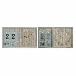 Horloge Murale DKD Home Decor Vert polypropylène Tropical Bois MDF 40 x 5 x 24 cm (2 Unités) Wanduhren und Standuhren