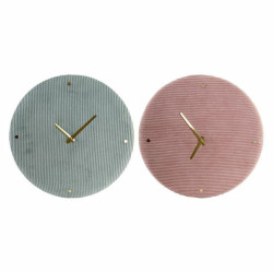 Horloge Murale DKD Home Decor 40,5 x 5,5 x 40,5 cm Rose Vert (2 Unités) Wall and table clocks