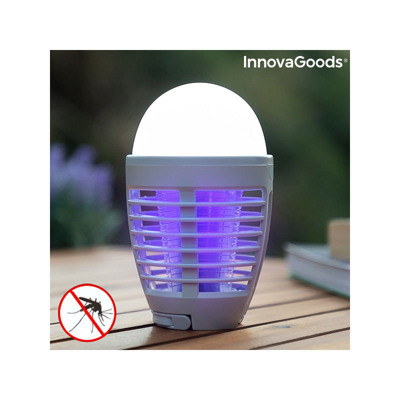 Mosquito Repellent Lamp with LED Kl Bulb InnovaGoods 2-in-1 Rechargeable Insect repellers