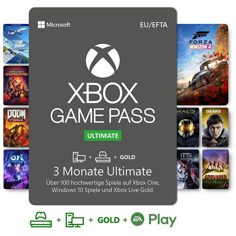 Xbox Game Pass Ultimate | 3 Monate Mitgliedschaft | Xbox/Win 10 PC Microsoft